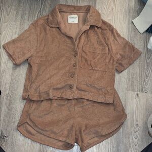 Abercrombie & Fitch Tan Terry Cloth Set